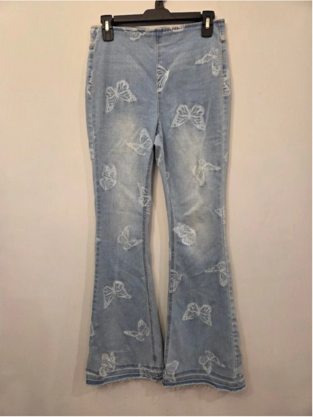 No Boundaries Light Blue Butterfly Flare Jeans Size 5 - Picture 1 of 8
